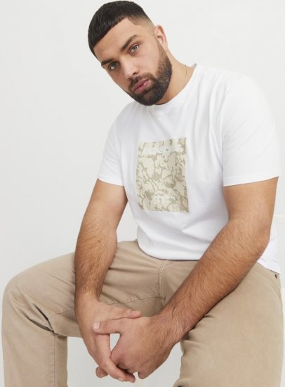 Jack & Jones Tarmac Camo Crew Neck T-Shirt Bright White - Pólók - Nagyméretű pólók - 2XL-14XL