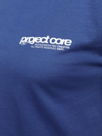 Jack & Jones Union Front & Back Print Crew Neck T-Shirt Beaucoup Blue - Pólók - Nagyméretű pólók - 2XL-14XL