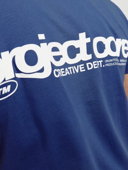 Jack & Jones Union Front & Back Print Crew Neck T-Shirt Beaucoup Blue - Pólók - Nagyméretű pólók - 2XL-14XL