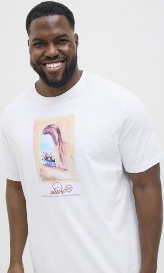 Jack & Jones Hydra Crew Neck T-Shirt Bright White - Pólók - Nagyméretű pólók - 2XL-14XL