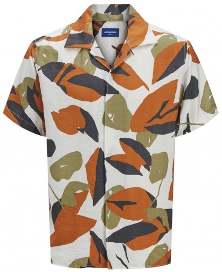 Jack & Jones Vira Marshall AOP Short Sleeve Shirt Cloud Dancer - Ingek - Ingek 2XL-10XL