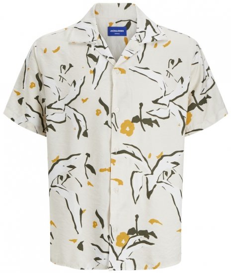 Jack & Jones Vira Marshall AOP Short Sleeve Shirt Buttercream - Ingek - Ingek 2XL-10XL