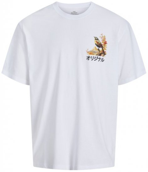 Jack & Jones Fuji Crew Neck T-Shirt Bright White - Pólók - Nagyméretű pólók - 2XL-14XL