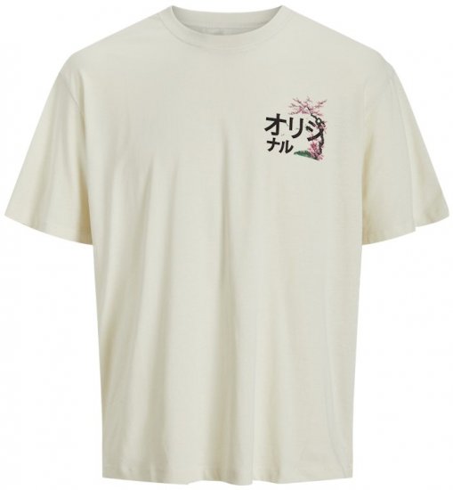 Jack & Jones Fuji Crew Neck T-Shirt Antique White - Pólók - Nagyméretű pólók - 2XL-14XL
