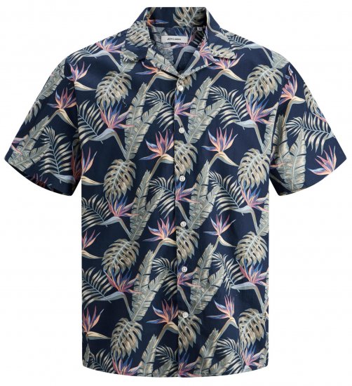 Jack & Jones JJCOASTAL RESORT Floral Shirt Navy - Ingek - Ingek 2XL-10XL