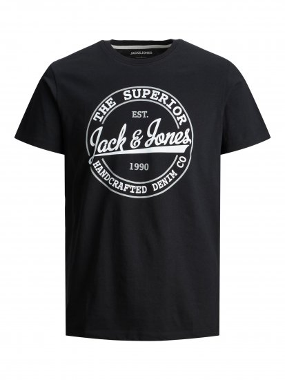 Jack & Jones JJBRAT T-Shirt Black - Pólók - Nagyméretű pólók - 2XL-14XL