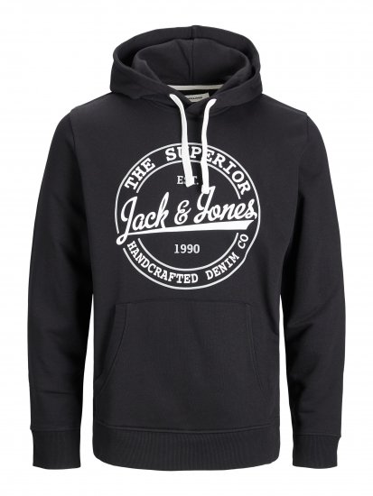 Jack & Jones JJBRAT SWEAT Hoodie Black - Pulóverek & kapucnis pulóverek - Pulóverek & Kapucnis pulóver 2XL-12XL