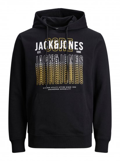 Jack & Jones JJCYBER SWEAT Hoodie Black - Pulóverek & kapucnis pulóverek - Pulóverek & Kapucnis pulóver 2XL-12XL