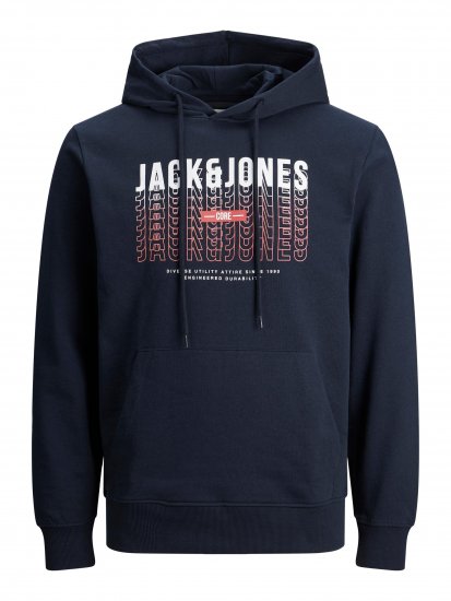 Jack & Jones JJCYBER SWEAT Hoodie Navy - Pulóverek & kapucnis pulóverek - Pulóverek & Kapucnis pulóver 2XL-12XL