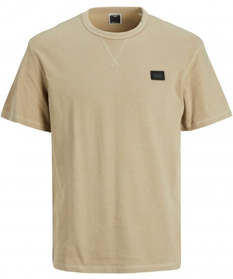Jack & Jones JCOCLASSIC WAFFLE BADGE TEE Beige - Pólók - Nagyméretű pólók - 2XL-14XL
