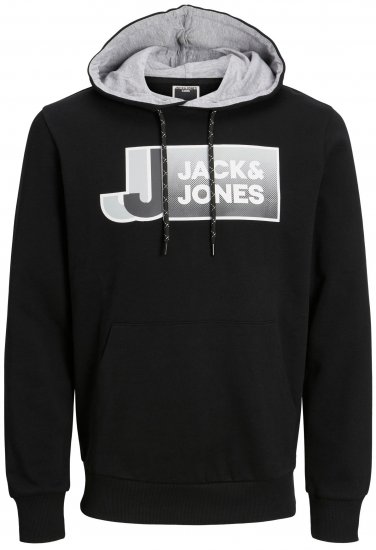 Jack & Jones JCOLOGAN Hoodie Black - Pulóverek & kapucnis pulóverek - Pulóverek & Kapucnis pulóver 2XL-12XL