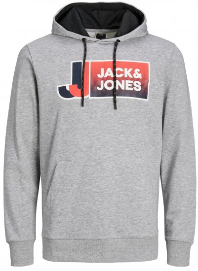 Jack & Jones JCOLOGAN Hoodie Light Grey Melange - Pulóverek & kapucnis pulóverek - Pulóverek & Kapucnis pulóver 2XL-12XL