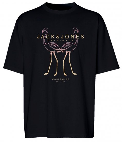 Jack & Jones JORLAFAYETTE 2 FST T-Shirt Black - Pólók - Nagyméretű pólók - 2XL-14XL