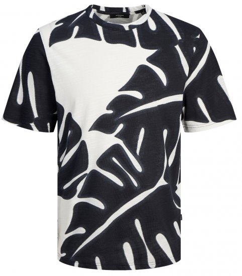 Jack & Jones JPRBLAPALMA AOP T-Shirt Snow White - Pólók - Nagyméretű pólók - 2XL-14XL