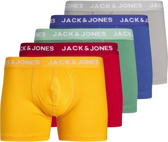 Jack & Jones JACLARRY SOLID TRUNKS 5 PACK Tango Red - Alsónemű & strandruhák - Nagyméretű Alsónemű 2XL-8XL