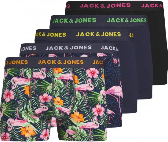 Jack & Jones JACPINK FLAMINGO TRUNKS 5 PACK Navy Blazer - Alsónemű & strandruhák - Nagyméretű Alsónemű 2XL-8XL