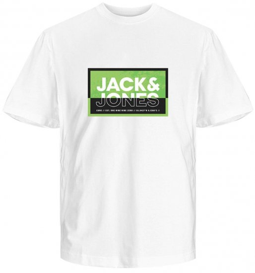 Jack & Jones JCOLOGAN SUMMER PRINT T-Shirt White - Pólók - Nagyméretű pólók - 2XL-14XL