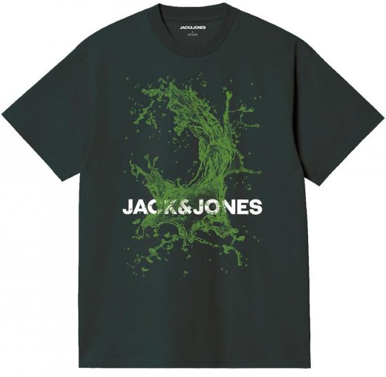 Jack & Jones JCOOCEAN SPLASH T-Shirt Black - Pólók - Nagyméretű pólók - 2XL-14XL