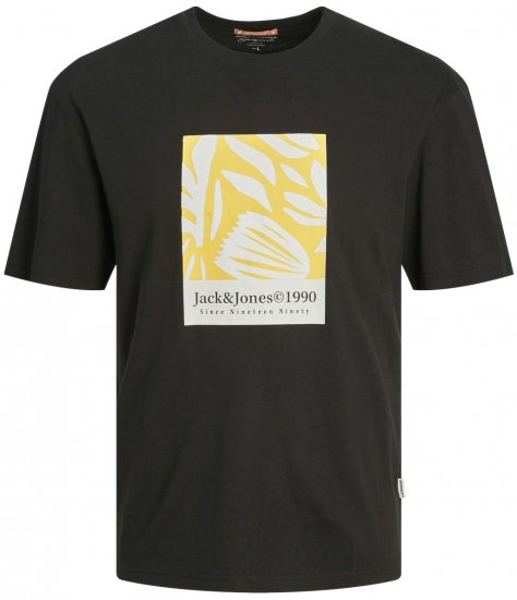 Jack & Jones JORMARBELLA AOP BRANDING T-Shirt Black - Pólók - Nagyméretű pólók - 2XL-14XL
