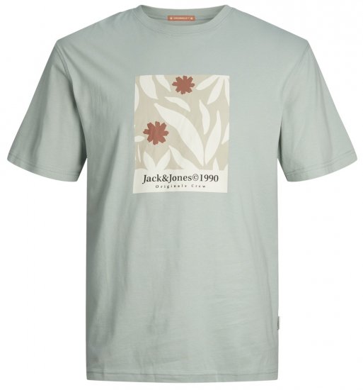 Jack & Jones JORMARBELLA AOP BRANDING T-Shirt Gray Mist - Pólók - Nagyméretű pólók - 2XL-14XL