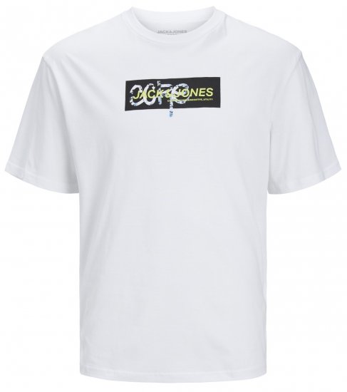 Jack & Jones JCOSUMMER PRINT T-Shirt White - Pólók - Nagyméretű pólók - 2XL-14XL