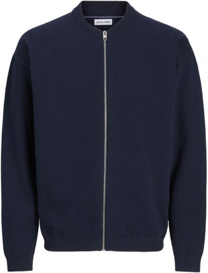Jack & Jones Calvin Knit Bomber Zipper Sweater Dark Blue - Pulóverek & kapucnis pulóverek - Pulóverek & Kapucnis pulóver 2XL-12XL