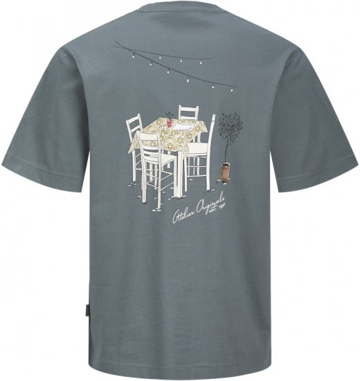Jack & Jones Lington Back And Front Print Crew Neck T-Shirt Grey - Pólók - Nagyméretű pólók - 2XL-14XL
