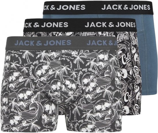Jack & Jones Damon Skull Trunks 3-Pack Black - Alsónemű & strandruhák - Nagyméretű Alsónemű 2XL-8XL