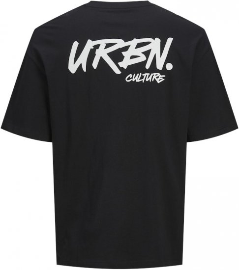 Jack & Jones Script Bradley Crew Neck T-Shirt Black - Pólók - Nagyméretű pólók - 2XL-14XL