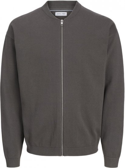Jack & Jones Calvin Knit Bomber Zipper Sweater Grey - Pulóverek & kapucnis pulóverek - Pulóverek & Kapucnis pulóver 2XL-12XL