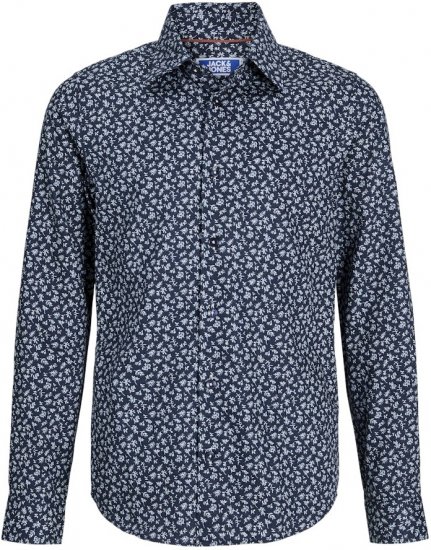 Jack & Jones BARNES Printed Dobby Long Sleeve Shirt Blue - Ingek - Ingek 2XL-10XL