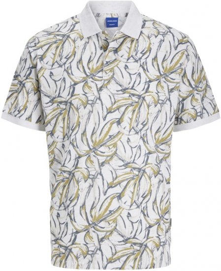 Jack & Jones Split AOP Print Polo White - Pólóingek - Galléros Pólók 2XL-8XL - Pólóingek 2XL-8XL