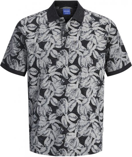 Jack & Jones Split AOP Print Polo Black - Pólóingek - Galléros Pólók 2XL-8XL - Pólóingek 2XL-8XL