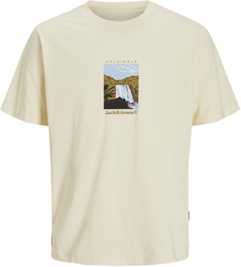 Jack & Jones Split Front Graphic Crew Neck T-Shirt Antique White - Pólók - Nagyméretű pólók - 2XL-14XL
