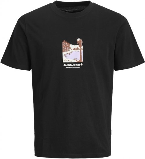 Jack & Jones Split Front Graphic Crew Neck T-Shirt Black - Pólók - Nagyméretű pólók - 2XL-14XL