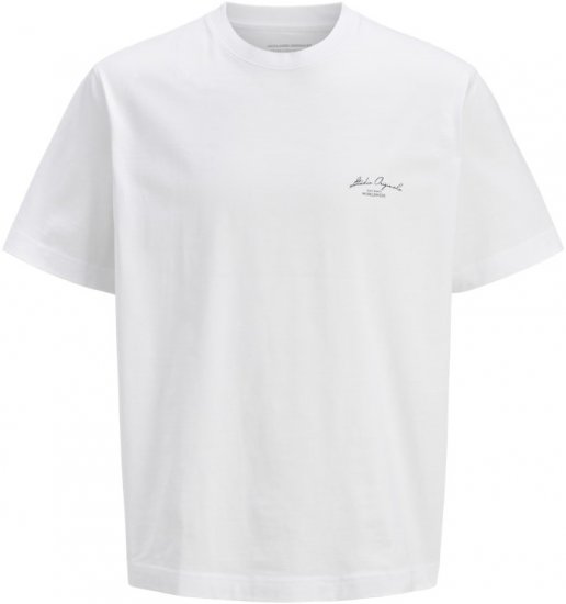Jack & Jones Lington Back And Front Print Crew Neck T-Shirt Bright White - Pólók - Nagyméretű pólók - 2XL-14XL