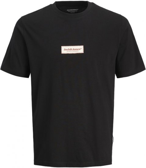Jack & Jones Split Fakestitch Branding T-Shirt Black - Pólók - Nagyméretű pólók - 2XL-14XL