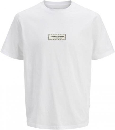 Jack & Jones Split Fakestitch Branding T-Shirt Bright White - Pólók - Nagyméretű pólók - 2XL-14XL