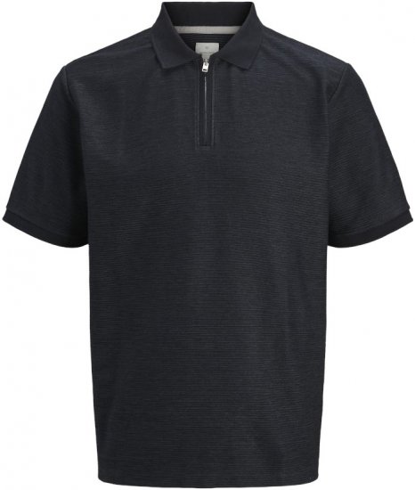 Jack & Jones Ronnie Polo with Zipper Black - Pólóingek - Galléros Pólók 2XL-8XL - Pólóingek 2XL-8XL