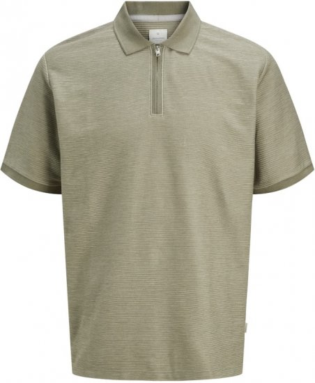Jack & Jones Ronnie Polo with Zipper Grey - Pólóingek - Galléros Pólók 2XL-8XL - Pólóingek 2XL-8XL