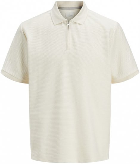 Jack & Jones Ronnie Polo with Zipper Bright White - Pólóingek - Galléros Pólók 2XL-8XL - Pólóingek 2XL-8XL