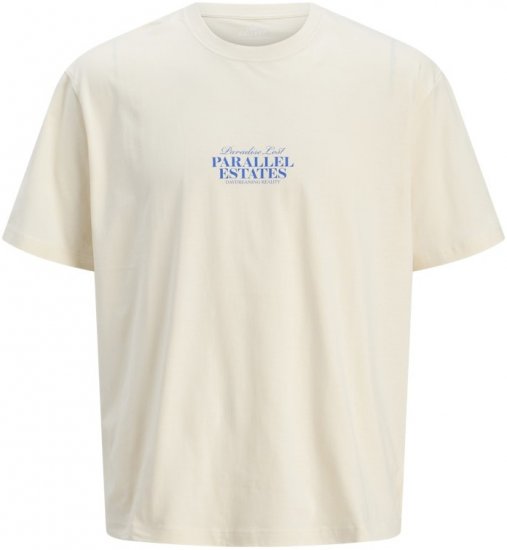 Jack & Jones Parallel Crew Neck T-Shirt Antique White - Pólók - Nagyméretű pólók - 2XL-14XL