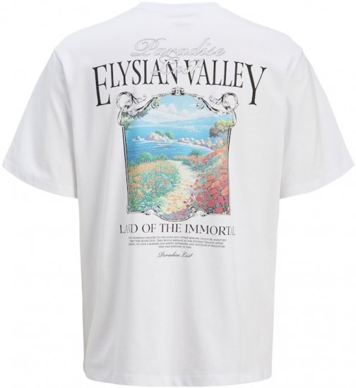 Jack & Jones Parallel Crew Neck T-Shirt Bright White - Pólók - Nagyméretű pólók - 2XL-14XL