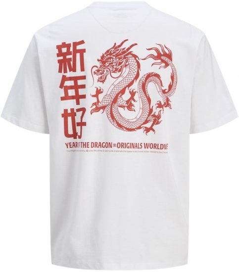 Jack & Jones Snake Dragon Crew Neck T-Shirt Bright White - Pólók - Nagyméretű pólók - 2XL-14XL