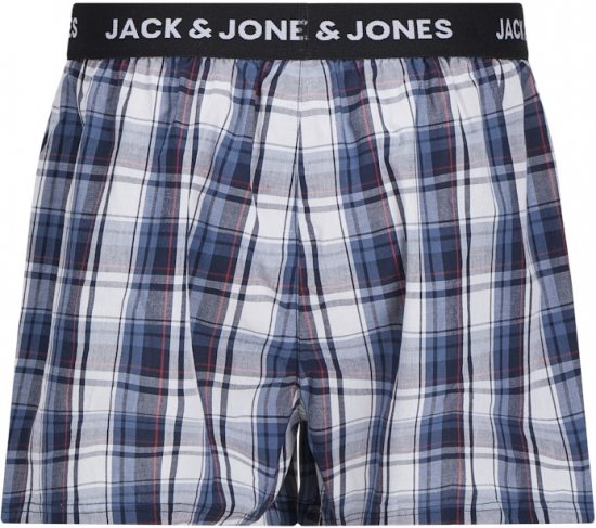 Jack & Jones Saigon Blue/Red Check Woven Boxers 3-Pack Navy Blazer - Alsónemű & strandruhák - Nagyméretű Alsónemű 2XL-8XL