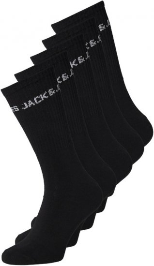 Jack & Jones BASIC LOGO Tennis Socks 5-Pack Black - Alsónemű & strandruhák - Nagyméretű Alsónemű 2XL-8XL
