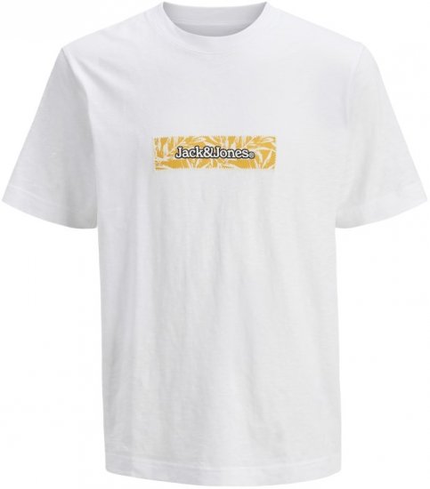 Jack & Jones Split Branding AOP Crew Neck T-Shirt Bright White - Pólók - Nagyméretű pólók - 2XL-14XL