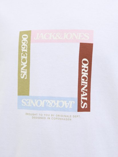 Jack & Jones Vira Branding Crew Neck T-Shirt Bright White - Pólók - Nagyméretű pólók - 2XL-14XL