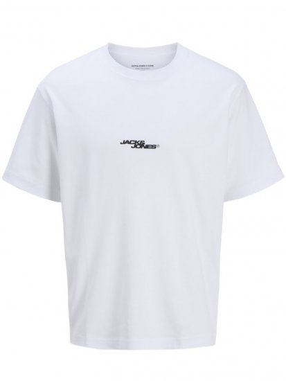 Jack & Jones Summer Sago Print Crew Neck T-Shirt Bright White - Pólók - Nagyméretű pólók - 2XL-14XL