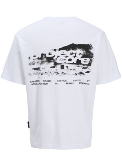 Jack & Jones Summer Sago Print Crew Neck T-Shirt Bright White - Pólók - Nagyméretű pólók - 2XL-14XL